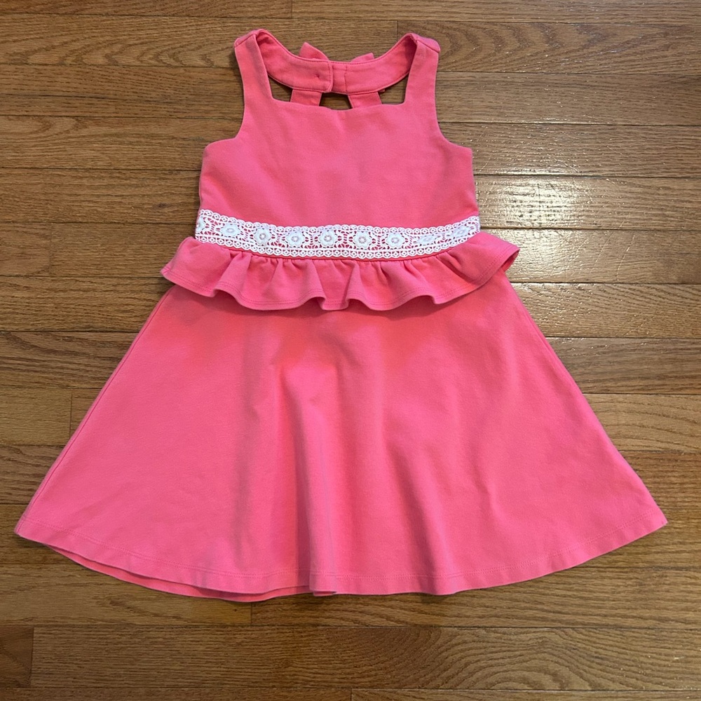 Janie and Janie Let’s Flamingo Pink Ruffle Ponte Spring Easter Dress